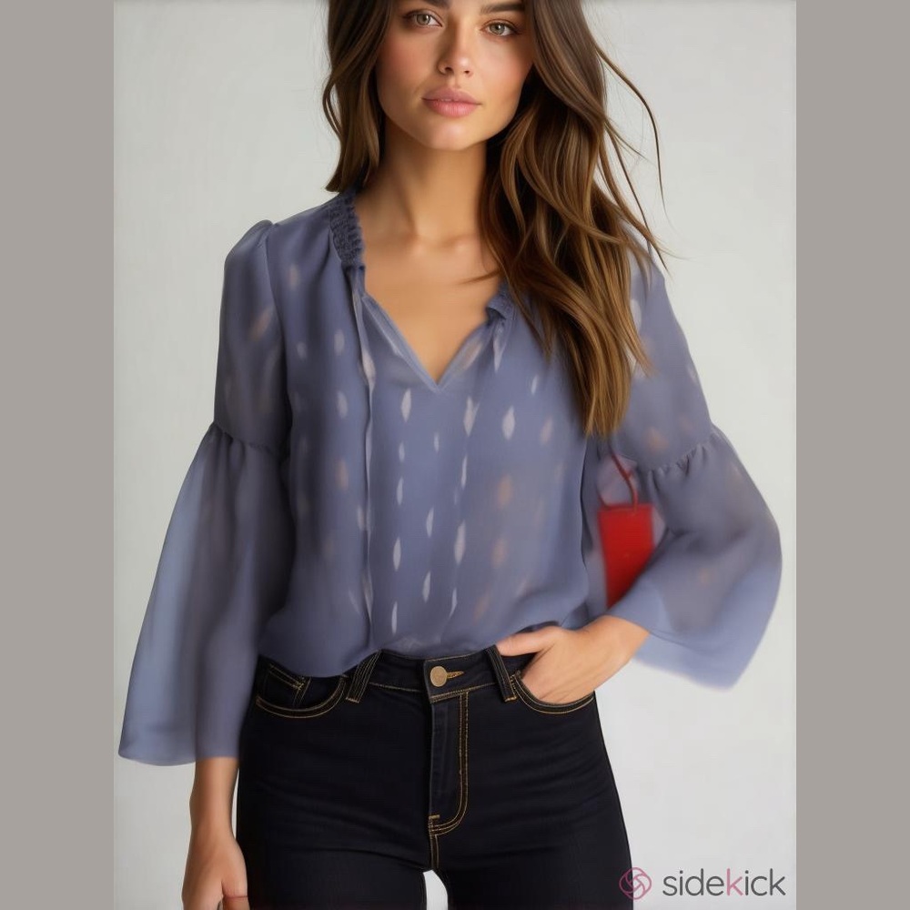 Women's Blue Sheer Top
